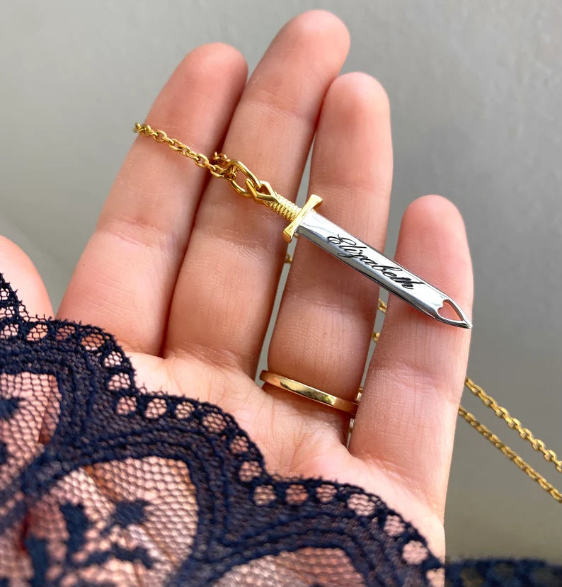 Mixed Metal Custom Dagger Pendant, Custom Sword Pendant