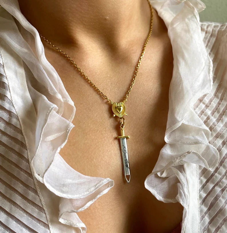 Mixed Metal Custom Dagger Pendant, Custom Sword Pendant