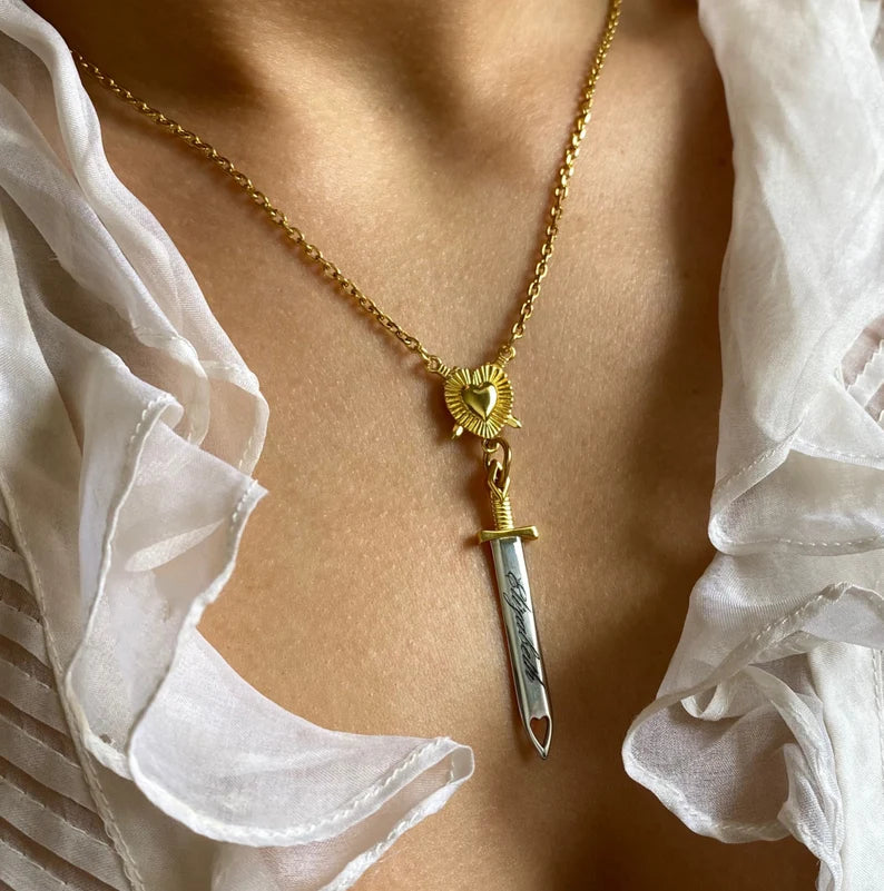Mixed Metal Custom Dagger Pendant, Custom Sword Pendant